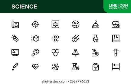 Science Themed Icon Pack. Clean, Vector-Based Designs for Educational and Scientific Projects