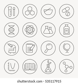 Science Thin Line Icon Set