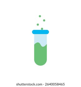  science tube icon vector. Test tube with green solution, great for biology, chemistry, or STEM topics.