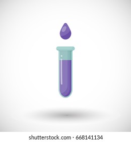 Science tube vector flat icon, Flat design of medicine, scientific or laboratory symbols with round shadow