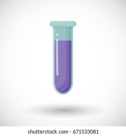 Science tube vector flat icon, Flat design of medicine, scientific or laboratory symbols with round shadow