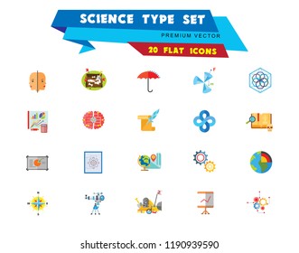 Science Type Icon Set. Archeology Astronomy Cartography Engineering Geography Geology Meteorology Paleontology Statistics Geometry Anatomy History Psychology