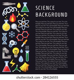 Science vector background. Chemistry, Physics and Biology. Modern flat design. Template.
