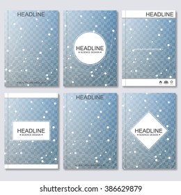 Science vector background. Modern vector templates for brochure, flyer, cover magazine or report in A4 size. Molecule structure and communication on the blue background. 