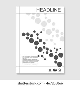 Science vector background. Modern vector templates for brochure, flyer, cover magazine or report in A4 size. Molecule structure and communication on the blue background..