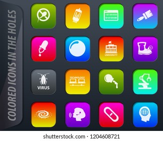 Science vector colored icons in the holes easily adapt to any background