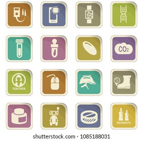 Science vector colored paper stickers with icons