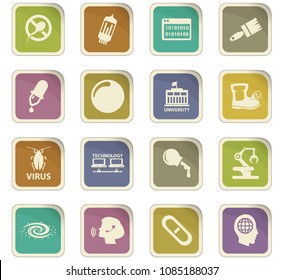 Science vector colored paper stickers with icons