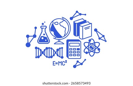 Science vetor detalhado ícone, moléculas e átomos experimento de laboratório, estudo universitário livro, experiência de frasco e tubo.