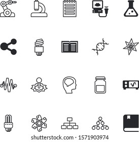 science vector icon set such as: physics, remote, notebook, ultrasound, blast, helix, proton, curve, robotic, optical, protection, display, factory, group, challenge, mind, fecal, ultrasonic
