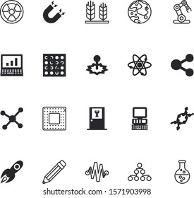 science vector icon set such as: perfect, environment, magnetize, acid, magnet, flask, optic, cereal, future, bread, risk, shuttle, farm, desk, gene, atoms, doctor, brain, orbit, agriculture, ear