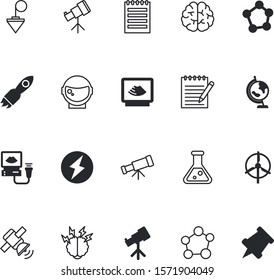 science vector icon set such as: thinking, fly, galaxy, danger, bulb, liquid, training, new, astronaut, environment, flash, studying, test, intuition, gear, beaker, connect, message, continent
