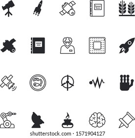 science vector icon set such as: think, magnification, astronomy, rye, San Francisco, man, neurology, solution, molecule, current, cereal, mind, bread, danger, ear, mill, gold, finger, eye, harvest