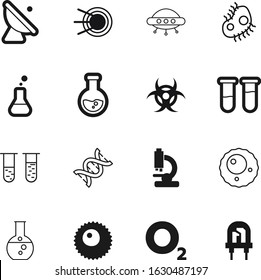 science vector icon set such as: pollen, spread, ship, internet, microscope, cartoon, protection, radar, alien, illumination, orbit, fitness, disease, zoom, risk, electronic, security, sputnik, bulb