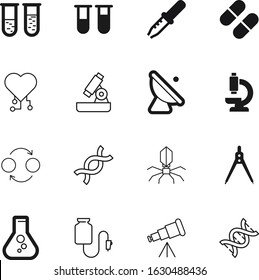 science vector icon set such as: physics, designer, observe, radio, optics, disease, stars, focus, geometry, antenna, round, satellite, connect, illness, organism, microbiology, drug, connected