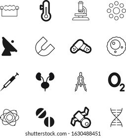 science vector icon set such as: needle, attract, fertility, global, classroom, device, syringe, nucleus, gene, cold, aerial, macro, architecture, strand, zoom, generator, radar, ovary, fertilization
