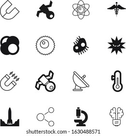 science vector icon set such as: molecules, orb, illumination, small, nucleus, school, think, pollen, idea, brain, microscopic, light, ambulance, globe, creative, fertility, electric, lightbulb, mold