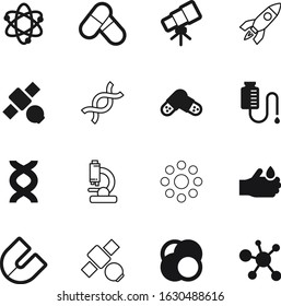 science vector icon set such as: fire, spacecraft, stem, tool, dose, small, water, burn, telescope, school, force, scientist, fly, particle, shuttle, glass, stars, exploration, business, virus
