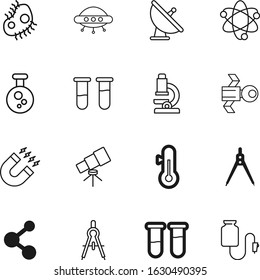 science vector icon set such as: drop, illness, pollen, celsius, enlarge, fitness, alien, temperature, ufo, nuclear, disease, weather, microbe, structure, view, wireless, wave, antenna, spread