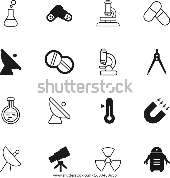 science vector icon set such as: ray, micro,\
android, futuristic, device, attraction, measure,\
telecommunication, find, architecture, virus, future, magnetism,\
temperature, weather,\
engineering