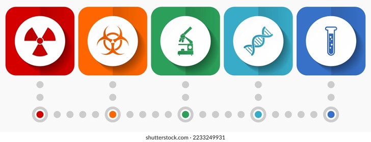 Science vector icons, education flat design web buttons collection, business concept infographic template