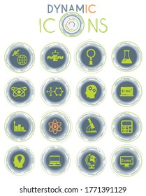 iconos de vector de ciencia sobre fondo blanco con líneas dinámicas para animación para diseño de interfaz web y de usuario