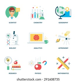 Science vector icons set modern flat style