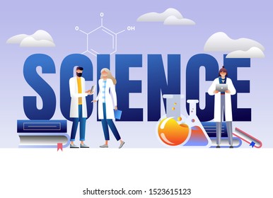 science vector illustration concept, scientists working at laboratory , vector template background isolated, can be use for presentation, web, banner ui ux, landing page