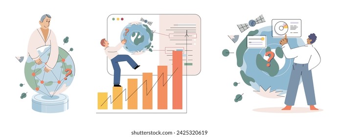 Ciencia. Ilustración vectorial. Las mediciones precisas son cruciales para obtener datos científicos fiables La metáfora de la ciencia facilita la comprensión de conceptos científicos complejos Profesiones