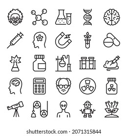 Science vector line icon set