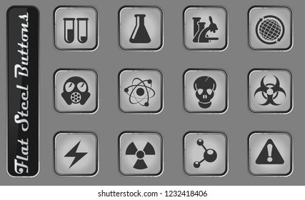 Science vector web icons on the flat steel buttons