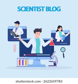 Science video blog illustration vector concept.