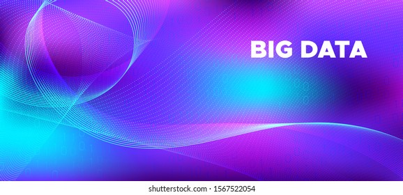 Science Wallpaper. Matrix Data Stream. Violet Technology Concept. Digital Binary Code. Science Visualization. Matrix Background. One, Zero Numbers. Digital Binary Waves. Neon Vector Science Flyer.