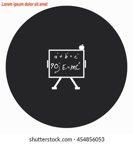 Science web icon. Gray circle button with white illustration.