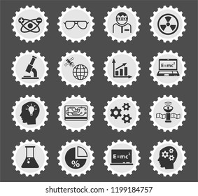 science web icons stylized postage stamp for user interface design