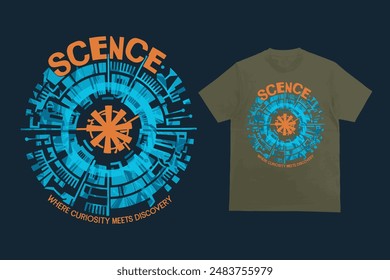 Wissenschaft, in der Neugier auf Entdeckungs-T-Shirt-Design trifft 