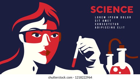 science woman with analysis tests