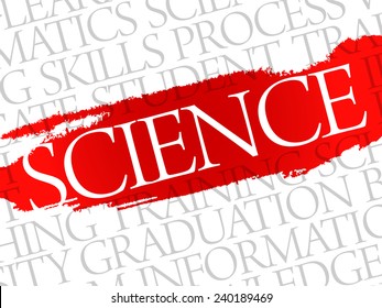 SCIENCE. Word education collage on gray vector background