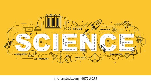 Science word for education with icons flat design