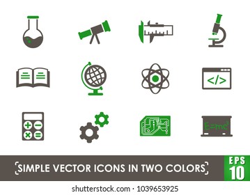 sciences simple vector icons in two colors