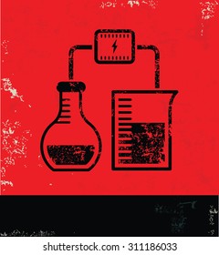 Science,test design on red background, grunge vector