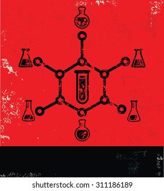 Science,test design on red background, grunge vector