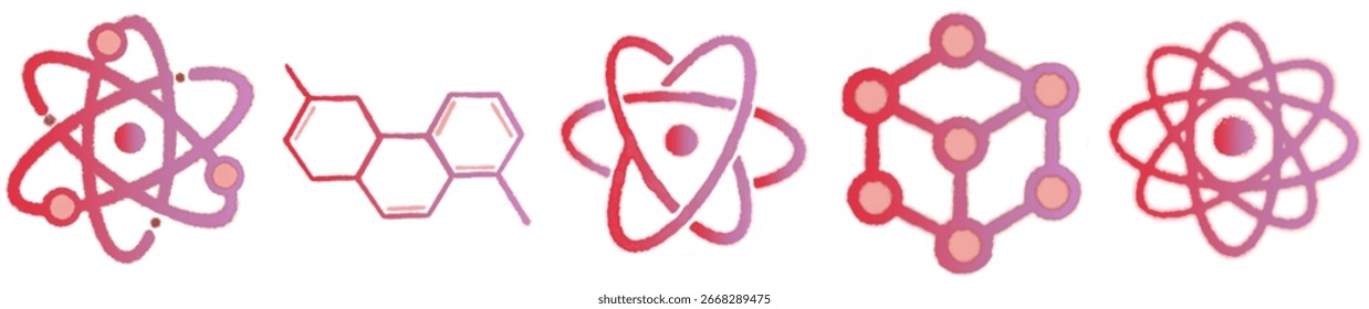 Ilustraciones de moléculas con temática de Ciencia para materiales de investigación y aprendizaje