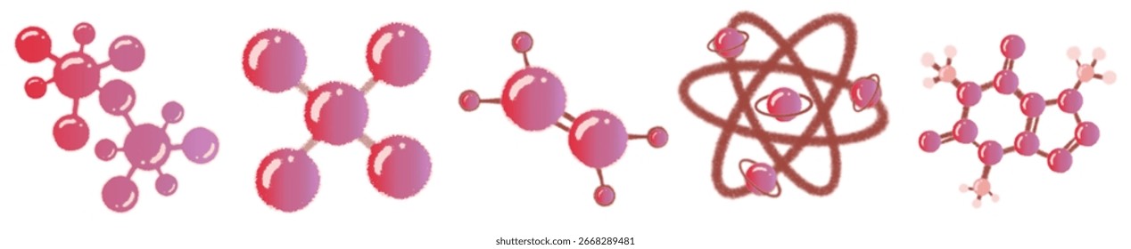 Ilustraciones de moléculas con temática de Ciencia para materiales de investigación y aprendizaje