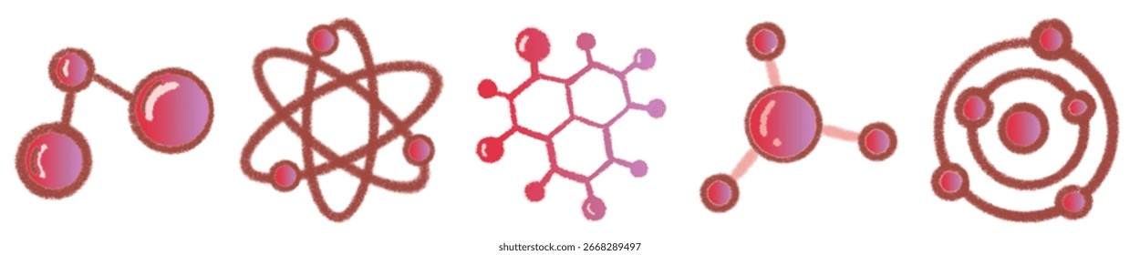 Ilustraciones de moléculas con temática de Ciencia para materiales de investigación y aprendizaje
