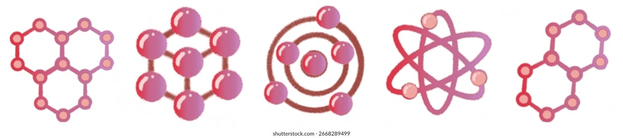Ilustraciones de moléculas con temática de Ciencia para materiales de investigación y aprendizaje