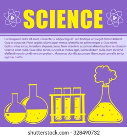Sciene theme with text and flasks illustration