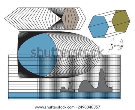 Scientific abstract composition with a prism and oscillators