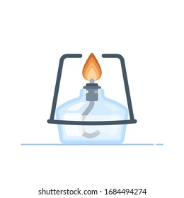 Scientific alcohol burner illustration. Vector flat design.