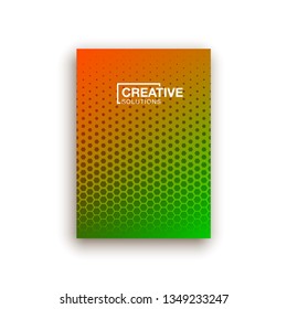Scientific annual report design collection. Halftone dot points texture cover page layout templates set. Report covers graphic design, business brochure pages corporate templates.
